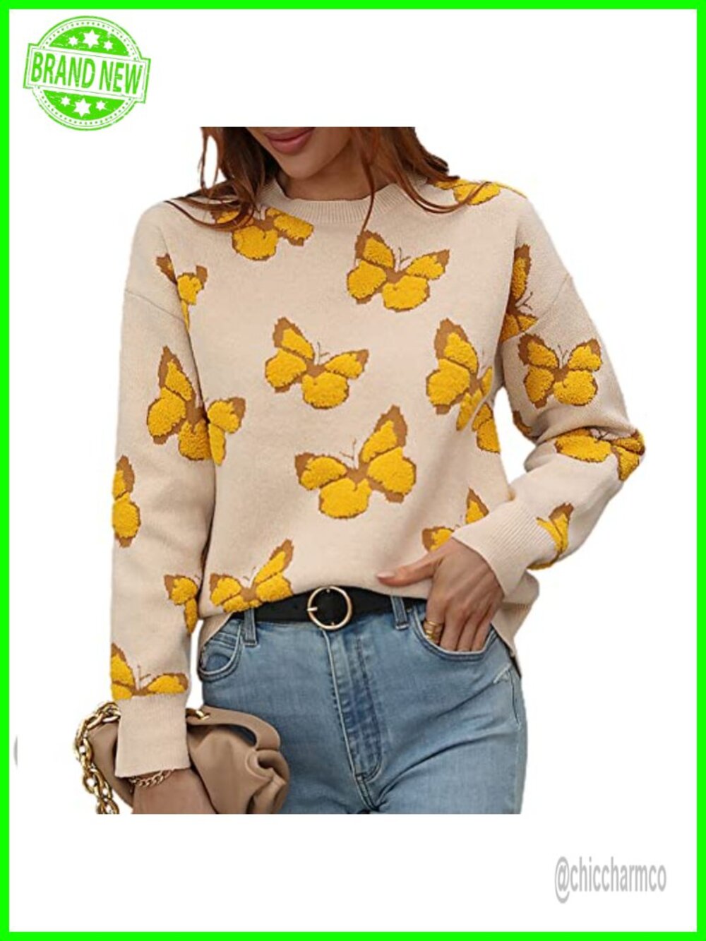 Women's Leopard Knit Pullover Sweater, Long Sleeve Crew Neck, Soft & Breathable